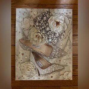 This is a RARE Jimmy Choo Embellished Heels Art Work canvas